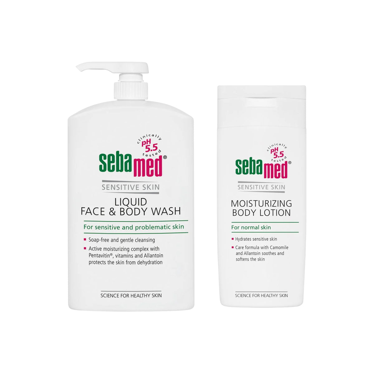 sebamed Liquid Face and Body Wash 1 Ltr BONUS PACK Moisturiser 200ml