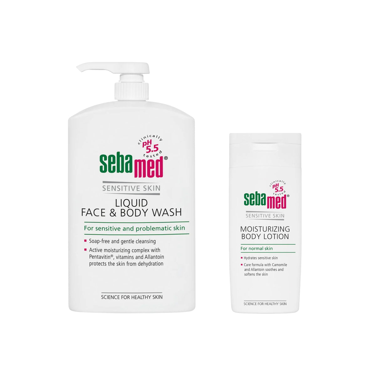 sebamed Liquid Face and Body Wash 1 Ltr BONUS PACK Moisturiser 200ml